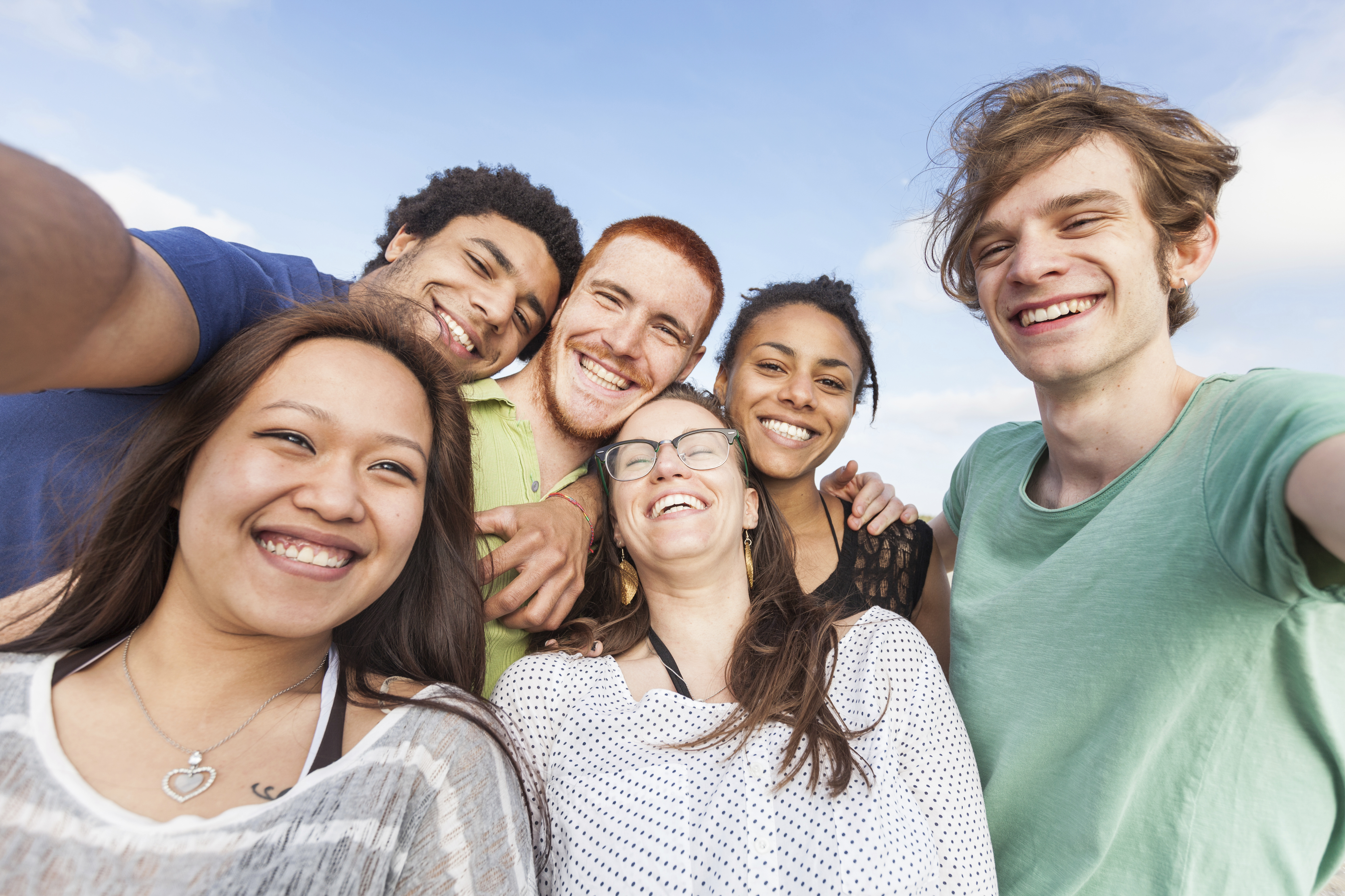 Group of travellers selfie - 503097809 (downloaded from ThinkStock 130115 on invoice 14139941)