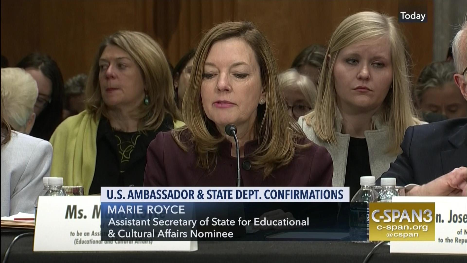 Marie Royce US Department of State Confirmation hearing